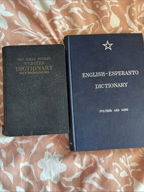 Source Unknown Black and Navy Blue Vintage Dictionary Pair